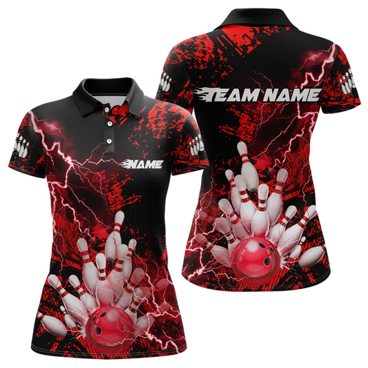 Red Thunder Lightning Bowling Shirt Custom Colorful Bowling Jersey Men Women Team MBL67