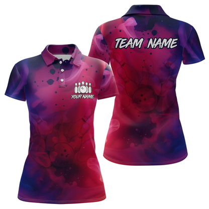 Blue and Pink Ink Bowling Shirts Custom for Women Men Team Bowling Jerseys MBL113