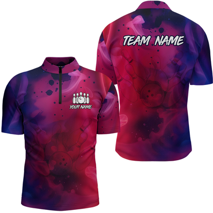 Blue and Pink Ink Bowling Shirts Custom for Women Men Team Bowling Jerseys MBL113