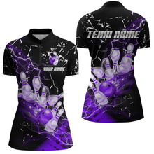 Load image into Gallery viewer, Custom Purple Lightning Bowling Shirts for Men Women Team Bowling Polo &amp; 1/4 Zip MBL80