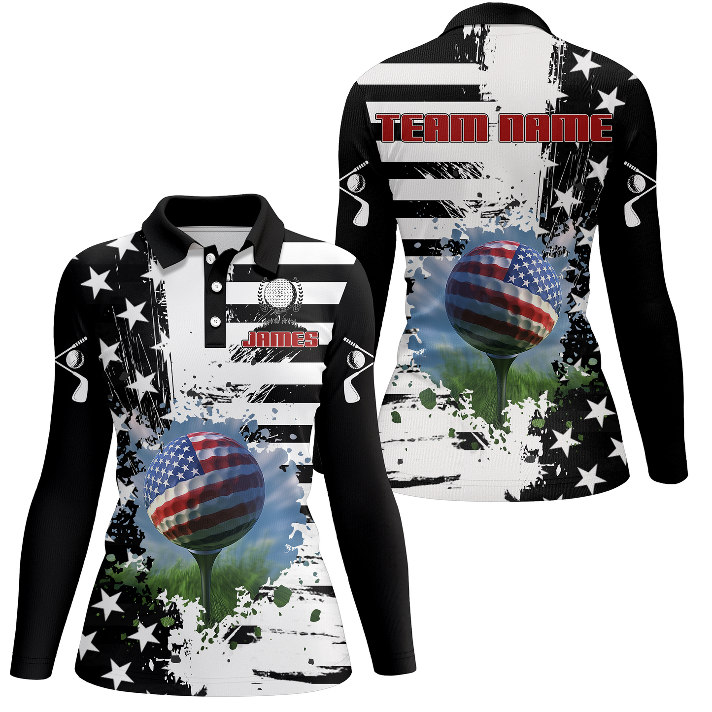 Custom US Golf Polo Shirt Patriotic Golf Shirts for Men Women American Polo Shirt MMG08