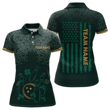 Load image into Gallery viewer, Custom Name St Patrick's Day US Flag Bowling Shirt Women Team Polo &amp; 1/4 Zip Shirts Bowling Team HNT14