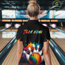 Load image into Gallery viewer, Custom Funny Colorful Bowling Jersey for Women Bowling Uniform Polo &amp; 1/4 Zip Bowling Team Shirts HNT116