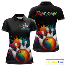 Load image into Gallery viewer, Custom Funny Colorful Bowling Jersey for Women Bowling Uniform Polo &amp; 1/4 Zip Bowling Team Shirts HNT116