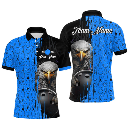 Blue Eagle Bowling Custom Men Bowling Shirt Polo & Quarter-Zip Bowling Team Jerseys HNT49