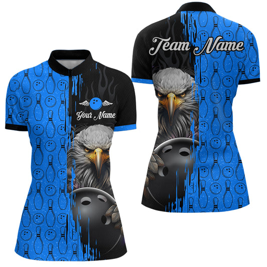 Blue Eagle Bowling Custom Women Bowling Shirt Polo & Quarter-Zip Bowling Team Jerseys HNT49