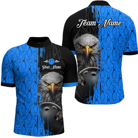 Blue Eagle Bowling Custom Men Bowling Shirt Polo & Quarter-Zip Bowling Team Jerseys HNT49