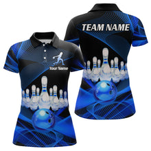 Load image into Gallery viewer, Blue Bowling Custom Women Bowling Shirt Polo &amp; Quarter-Zip Bowling Team Jerseys HNT53