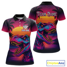 Load image into Gallery viewer, Custom Neon Dinosaur 8 Ball Billiard Shirt for Men Polo &amp; Quarter-Zip Billiard Team Jerseys NNT81
