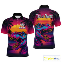 Load image into Gallery viewer, Custom Neon Dinosaur 8 Ball Billiard Shirt for Men Polo &amp; Quarter-Zip Billiard Team Jerseys NNT81