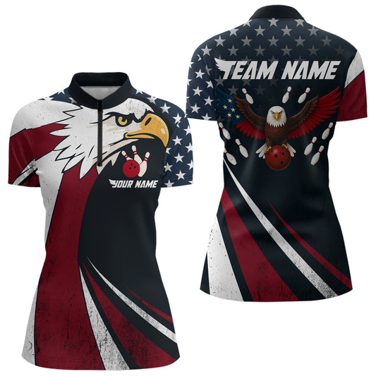 Eagel Bowling Custom Women Bowling Shirt Polo & Quarter-Zip Bowling Team Jerseys HNT63