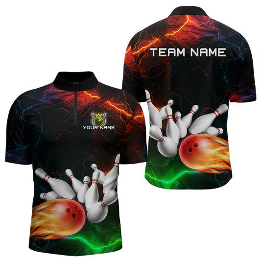 Custom Colorful Lightning Bowling Jersey for Men Bowling Uniform Polo & 1/4 Zip Bowling Team Shirts HNT113