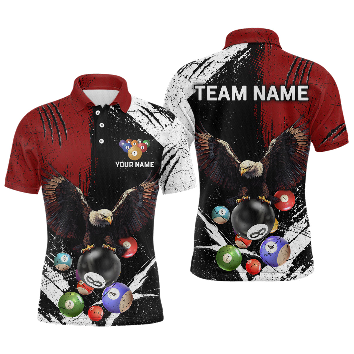 Eagle Custom Red Billiard Team Shirts For Men Billiard League Polo & 1/4 Zip Shirt NNT20