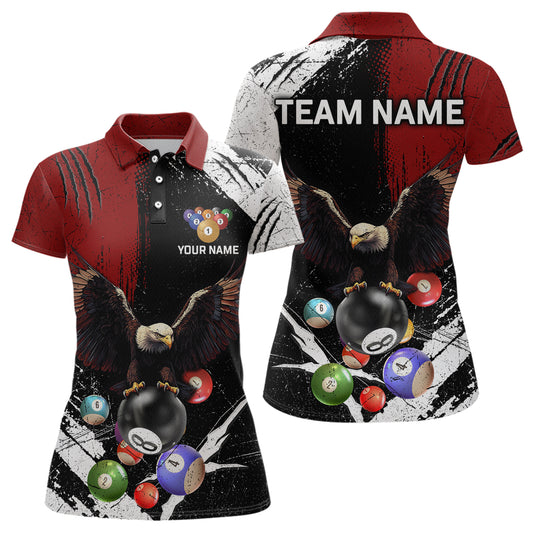 Eagle Custom Red Billiard Team Shirts For Women Billiard League Polo & 1/4 Zip Shirt NNT20