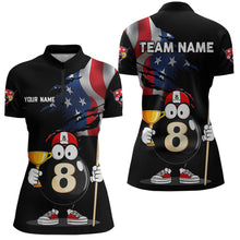 Load image into Gallery viewer, US Flag Funny 8 Ball Billiard Jersey Women Billiard Shirt for Men Team Polo &amp; 1/4 Zip NNT12