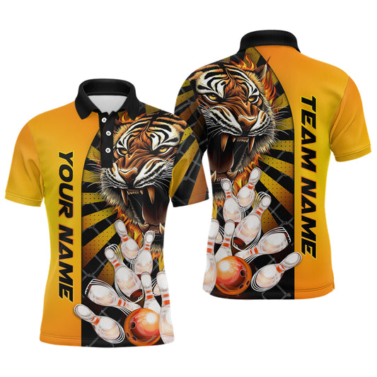 Yellow Tiger Bowling Custom Men Bowling Polo & Quarter-Zip Bowling Team Jerseys HNT44
