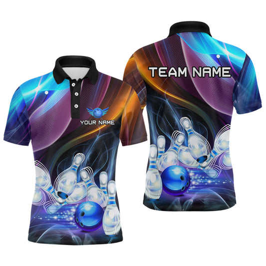 Custom Galaxy Bowling Jersey for Men Bowling Team Shirts Bowling Uniform Polo & 1/4 Zip HNT157