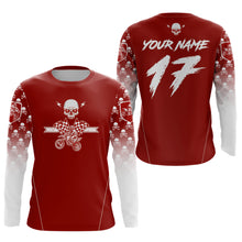 Load image into Gallery viewer, Custom Red Skull Motocross Shirts for Kid Adults Youth Motocross Jersey UPF30+Dirt Bike DNT70