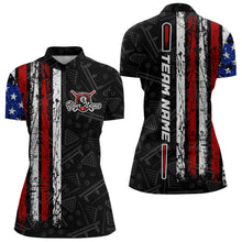 Load image into Gallery viewer, American Flag Billiard Jerseys 8 Ball Pool Billiard Shirts for Women Polo &amp; 1/4 Zip Shirt NNT05