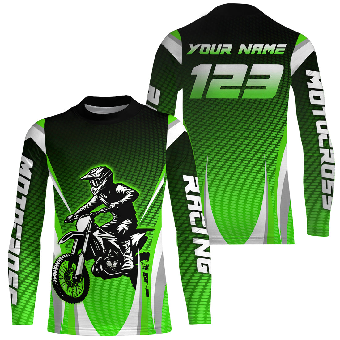 Green Youth Dirt Bike Jersey Custom Motocross Jersey Men Women Kid Upf30+ Off-Road Jersey DNT75