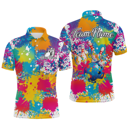 Custom Colorful Bowling Men Shirts Bowling Uniform Polo & 1/4 Zip Bowling Team Jerseys HNT104