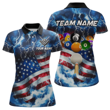 Load image into Gallery viewer, US Flag Thunder Billiards Shirt Women Polo &amp; 1/4 Zip Shirts Billiard Team Jersey for Team NNT11