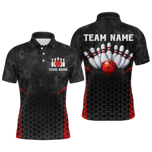 Bowling Shirt for Men 3D Custom Name Bowling Jersey Shirts Team Bowling League Polo & Quarter-Zip HNT15