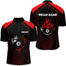 Load image into Gallery viewer, Customized Red 8 Ball Pool Crown Men's Billiard Shirts, Billiard Team Shirts Polo &amp; 1/4 Zip Shirts NNT37