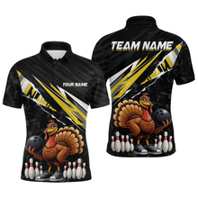 Load image into Gallery viewer, Custom Yellow Funny Turkey Bowling Jersey for Men Thanksgiving Bowling Shirts Polo &amp; 1/4 Zip HNT117