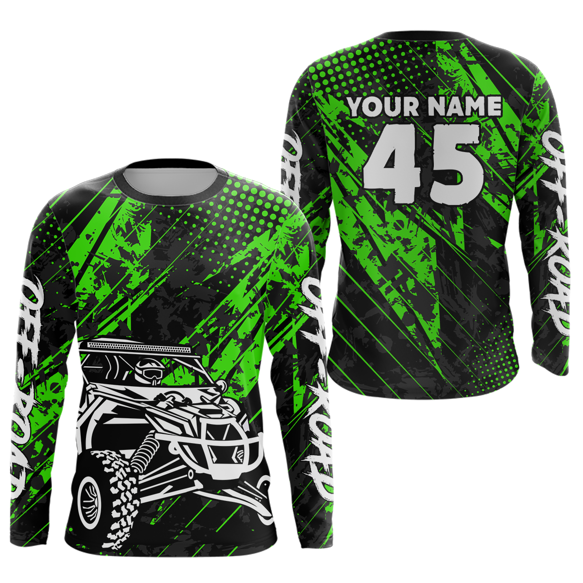 Custom Green UTV Off-Road Shirts UTV Motocross Racing Shirt Kid Men Women UPF30+ DNT26