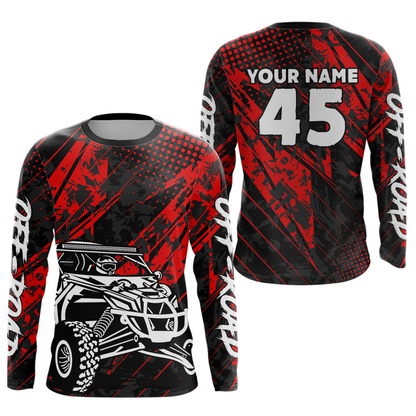 Custom Red UTV Off-Road Shirts UTV Motocross Racing Shirt Kid Men Women UPF30+ DNT26