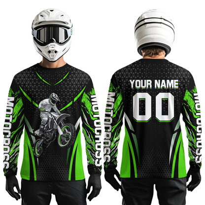 Green Motocross Jersey UPF30+ Youth Motorcycle Shirt Dirt Bike Jersey Kid Men Women DNT53