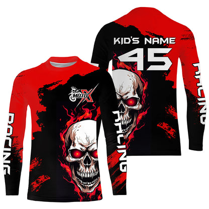 Motocross Jersey Upf30+ Custom Dirt Bike Jersey Mens Women Skull Off-Road Jersey Adult&Kid| CTP51