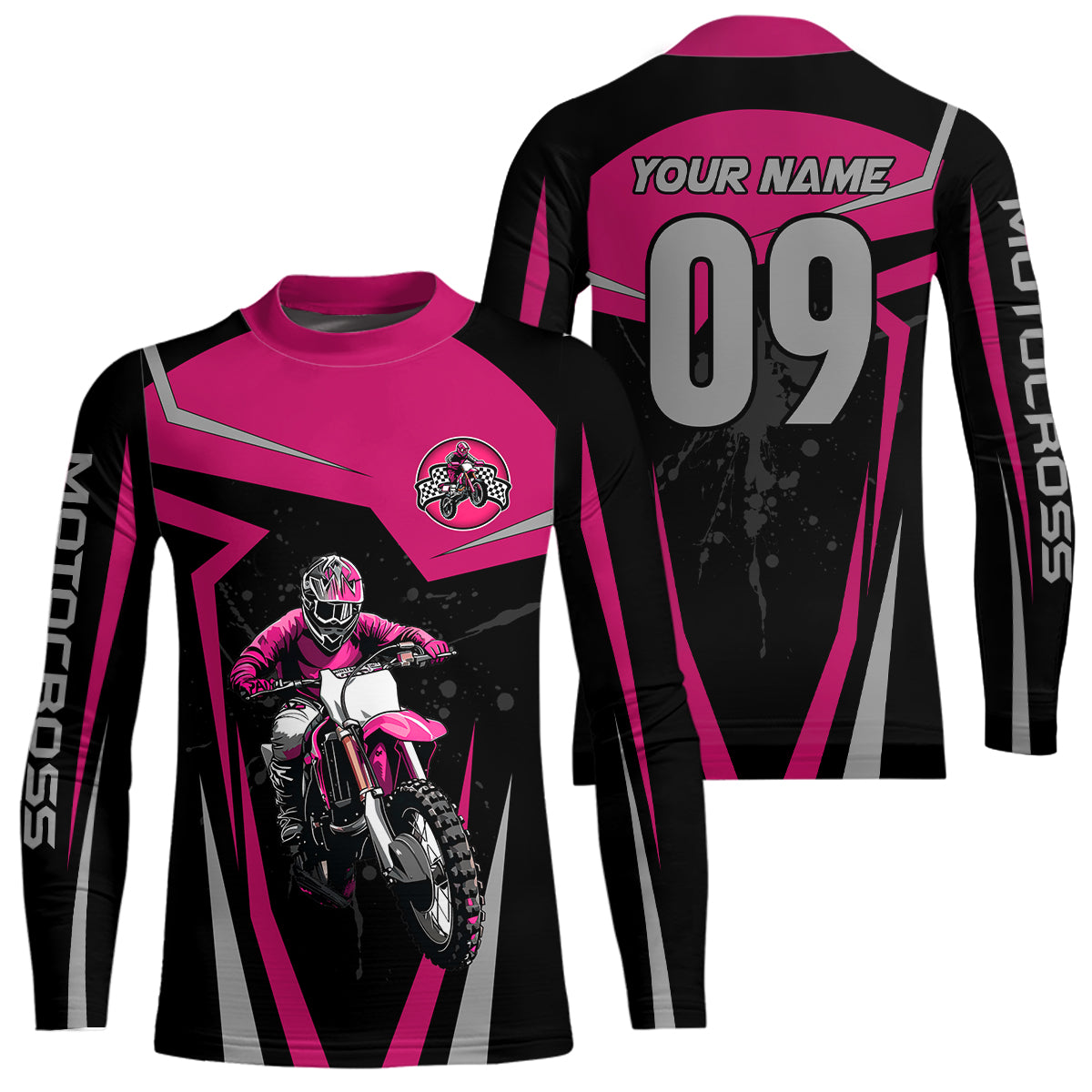 Adult&Kid Pink Custom Dirt Bike Jersey Motocross Jersey Upf30+ Motocross Shirt| CTP74