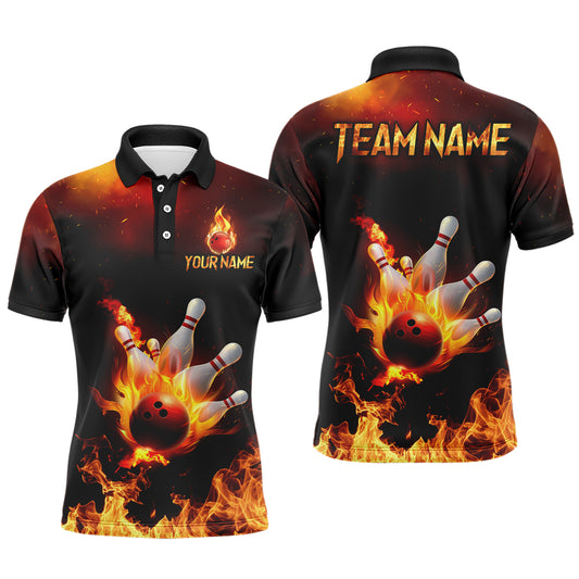 Flame Bowling Jersey Men And Women Custom Bowling Team Shirts Unisex Bowling Polo Quarter-zip CP23