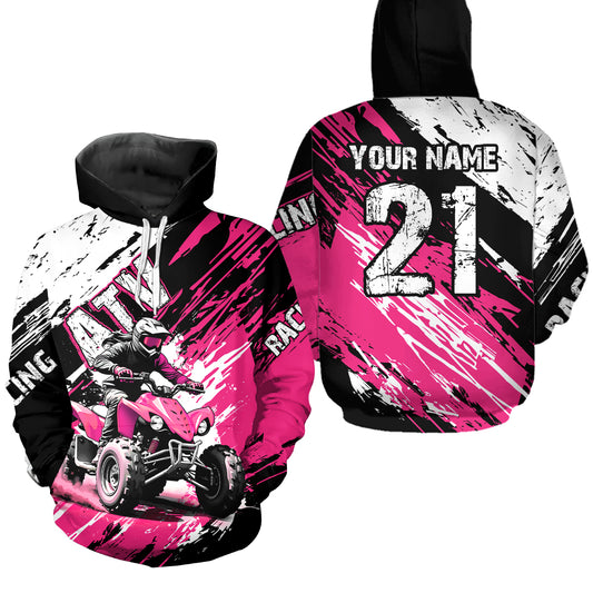 Pink Atv Motocross Hoodie Custom Off-Road Quad Bike Hoodies For Men Women Kid Youth NHN006