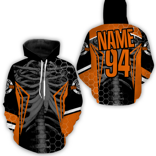 Custom Dirt Bike Hoodie Orange Cool Bone Motocross Hooded Youth Motorcycle Hoodie| CTP42