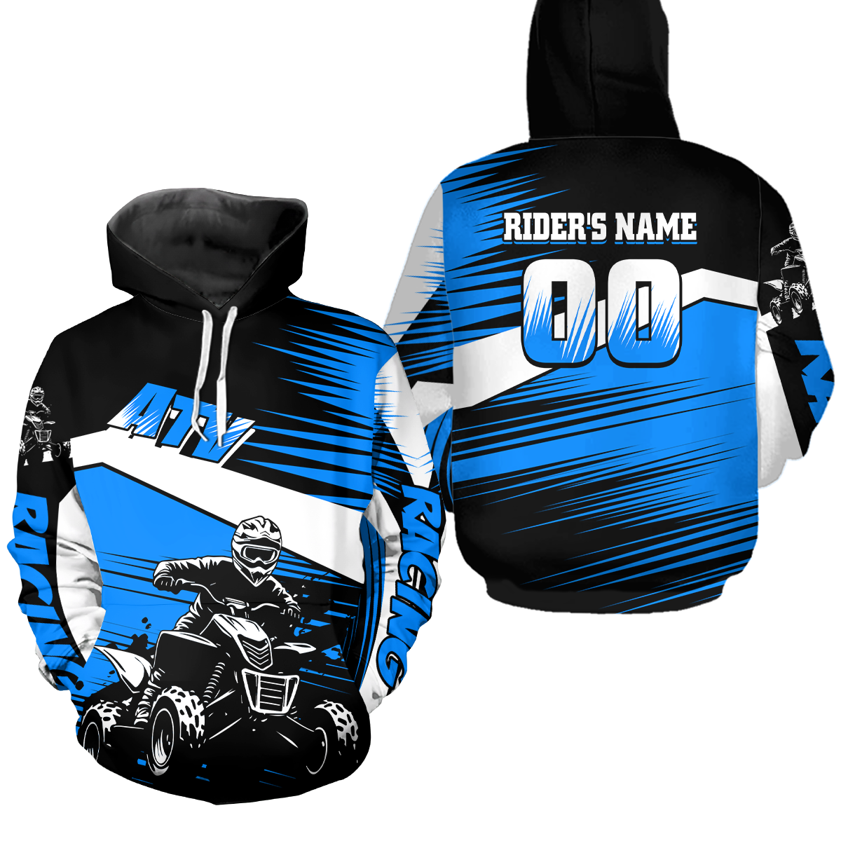 Blue ATV Motocross Hoodie Kids Youth Quad Racing Hoodie Custom Name & Number For Men Women NHN001