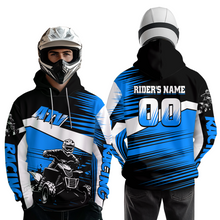 Load image into Gallery viewer, Blue ATV Motocross Hoodie Kids Youth Quad Racing Hoodie Custom Name &amp; Number For Men Women NHN001