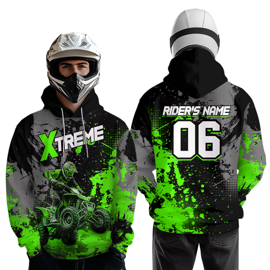 Custom ATV Motocross Hoodie Green Upf30+ Extreme Quad Bike Off-Road Jersey Men Kid Mx Riding Hoodied NHN010