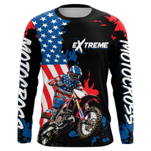 Load image into Gallery viewer, Adult&amp;Kid Custom US Flag Motocross Jersey UPF30+ MX Racing Biker Off-road Dirt Bike Racewear| CTP62