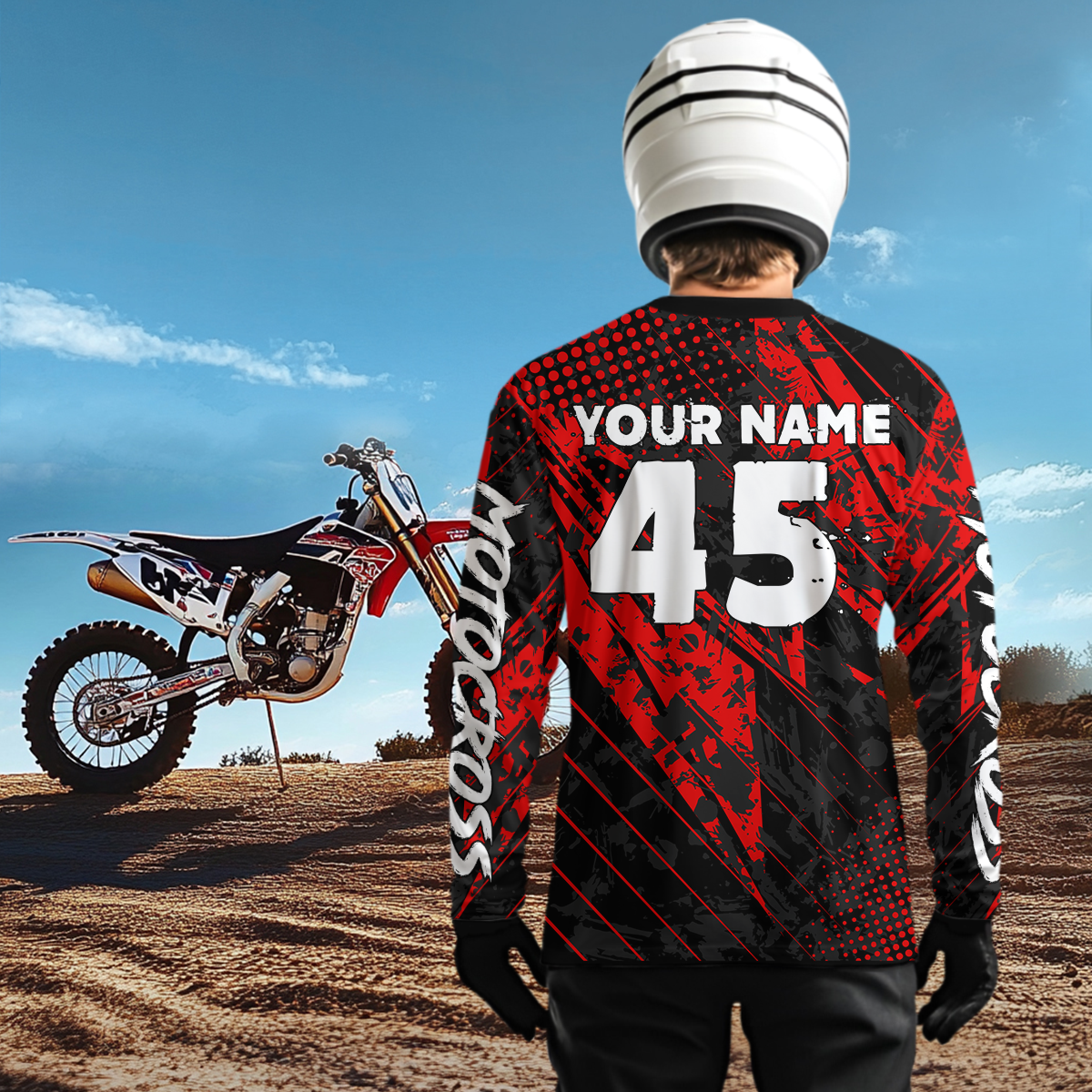 Red Motocross Racing Jersey UPF30+ MX Racing Dirt Bike Jersey Kid Men Women DNT06