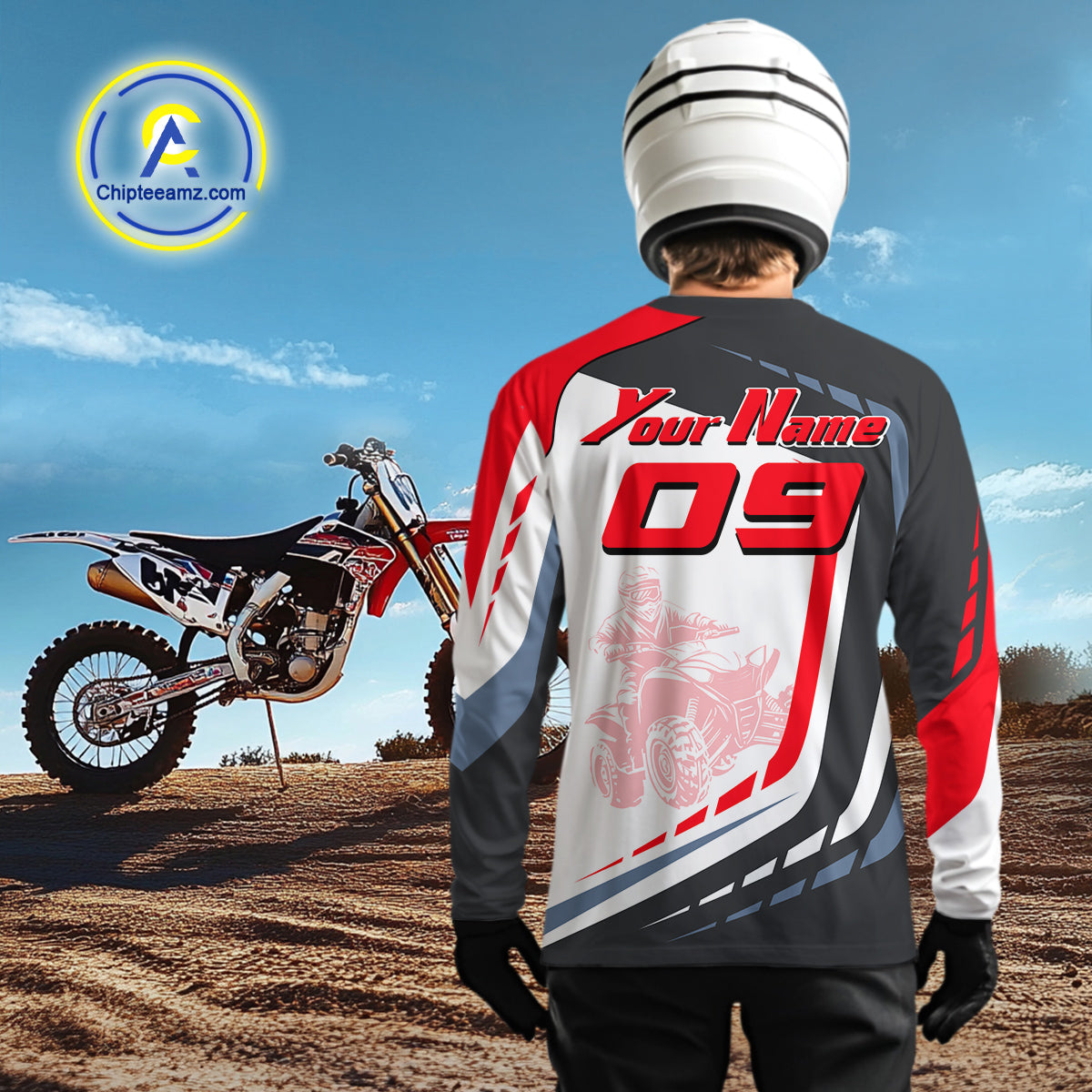 Red ATV Riding Jersey Custom Quad Bike Jersey for Men Kid Women ATV Racing Shirt MX106