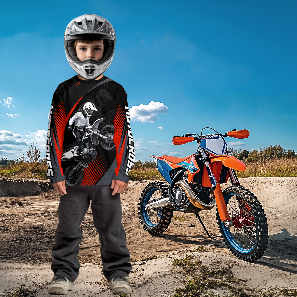 Custom Red Motocross Shirts Racing Jersey UPF30+ Dirt Bike Jersey Kid Men Women DNT07