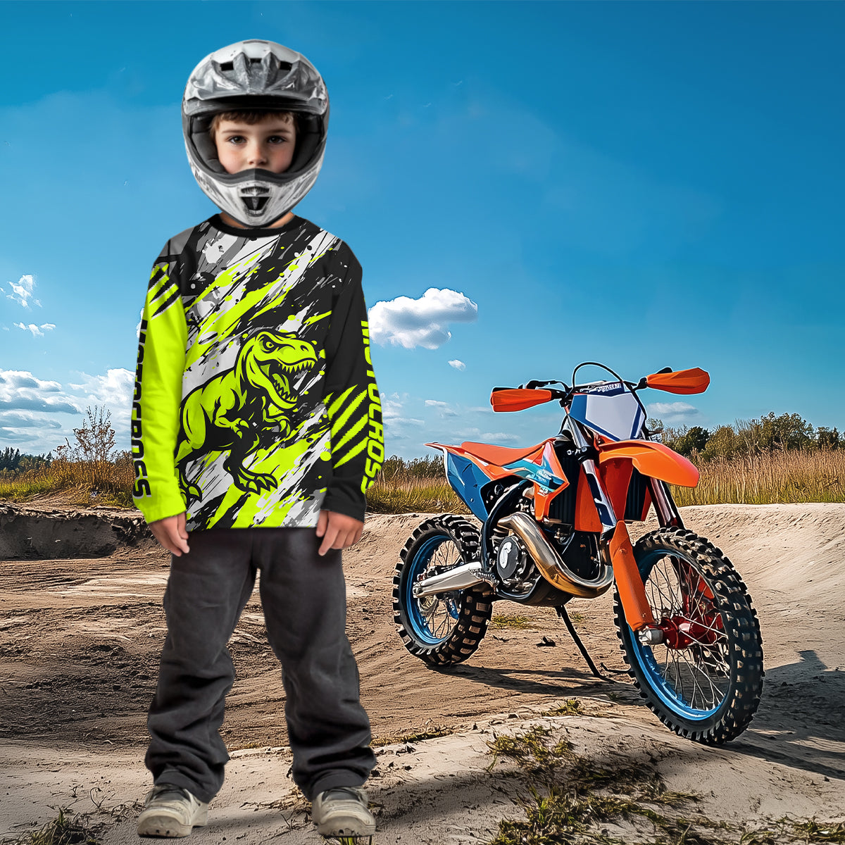 Dinosaur Motocross Racing Jersey Custom Dirt Bike Shirt for Kid Adult Motorcycle Jersey XM391