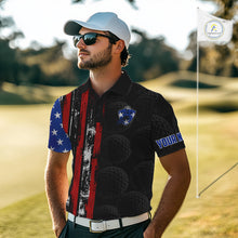 Load image into Gallery viewer, Custom Mens Golf Polo Shirt USA Flag, Golf Family Team Shirt, School Team Golf Shirt, Patriotic Golf Shirt NHT715