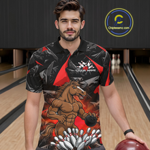 Load image into Gallery viewer, Custom Red Funny Horse Bowling Jersey for Men Bowling Team Shirts Bowling League Polo &amp; 1/4 Zip HNT183