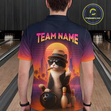 Load image into Gallery viewer, Custom Funny Cat Bowling Jersey for Men Bowling Uniform Polo &amp; 1/4 Zip Bowling Team Shirts HNT114