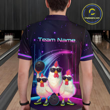 Load image into Gallery viewer, Neon Funny Family of Three Chicken Bowling Team Shirt for Men Bowling League Jersey QZT761