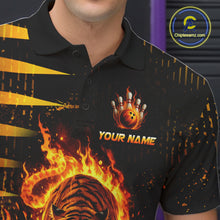 Load image into Gallery viewer, Custom Flame Tiger Bowling Team Jersey Bowling Shirt for Men Bowling League Polo &amp; 1/4 Zip HNT201